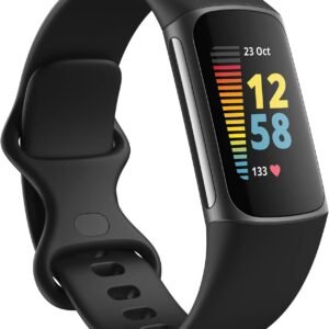 Fitbit Charge 5 Advanced Health & Fitness Tracker with Built-in GPS, Stress Management Tools, Sleep Tracking, 24/7 Heart Rate and More, Black/Graphite, One Size (S &L Bands Included)